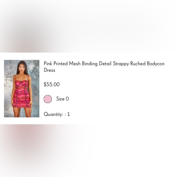 Printed Mesh Ruched Dress - Picture 3 of 3